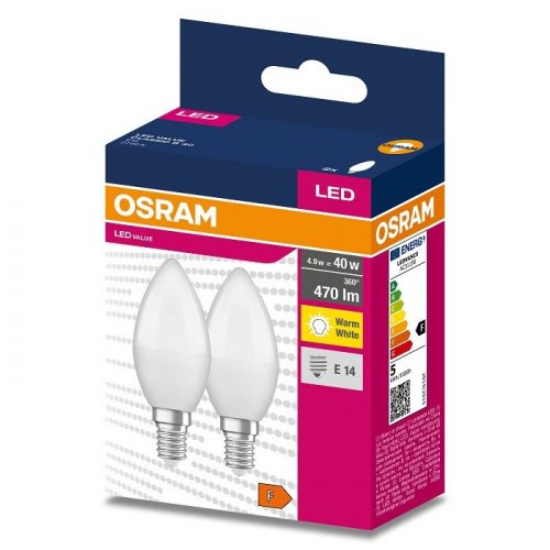 Osram 2db E14 4.9W (40W) 470lm 2700K (melegfehér) LED-es fényforrás