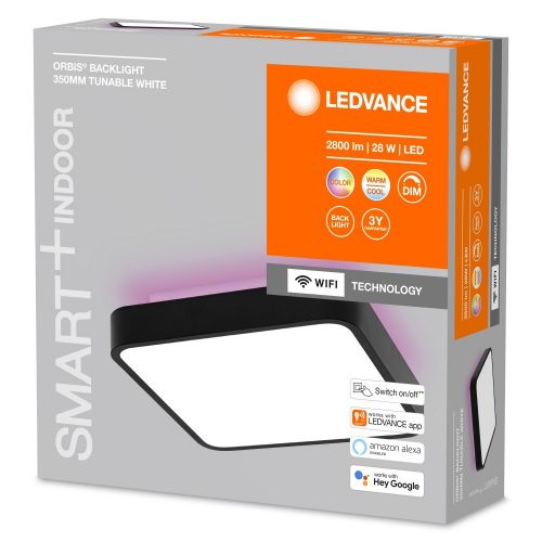 Ledvance SMART+ Wifi Orbis Backlight Black 350mm TW RGB 28W 2800lm 3000-6500K (változtatható színhőmérséklet) IP20 fali-mennyezeti lámpa