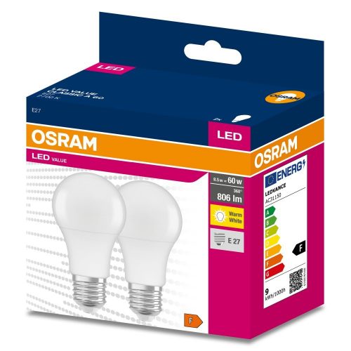 Osram 2db E27 8.5W (60W) 806lm 2700K (melegfehér) LED-es fényforrás