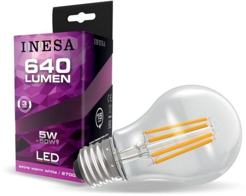 Inesa E27 5W (50W) 640lm 2700K (melegfehér) LED-es fényforrás