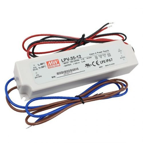 Mean Well LPV-35-12 IP67 148x40x30 mm 12V DC LED tápegység