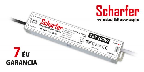 Scharfer professional LED tápegység 100W 12V