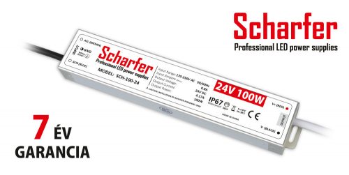 Scharfer professional LED tápegység 100W 24V